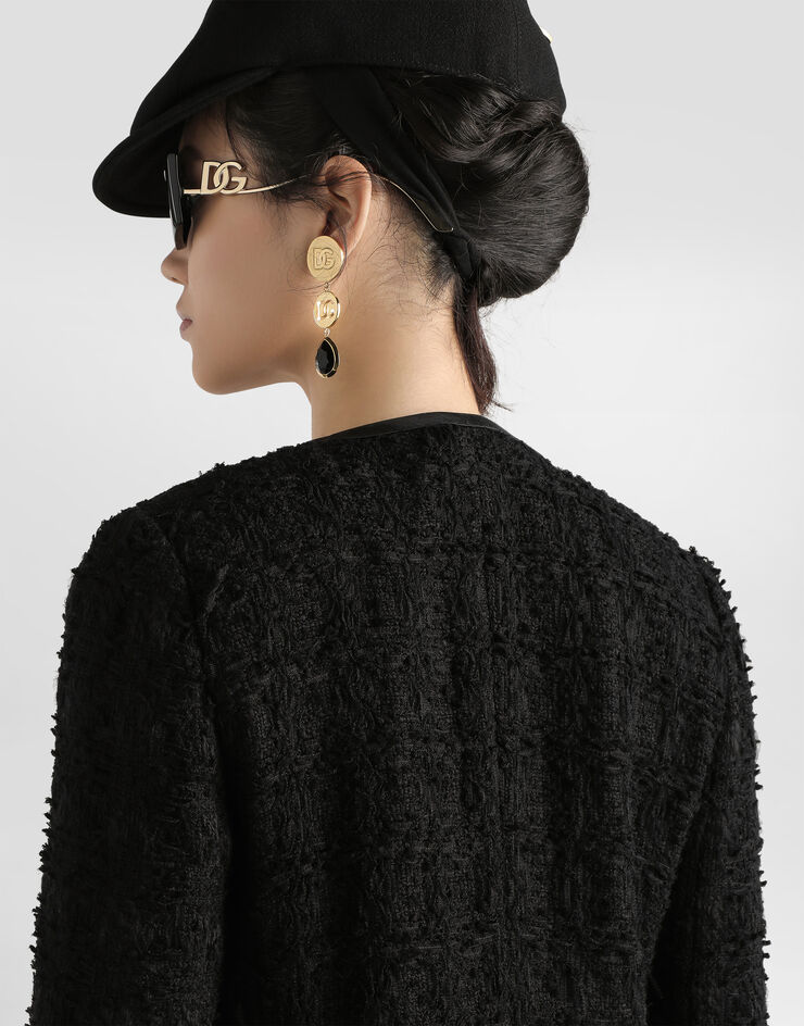 Dolce & Gabbana Single-breasted tweed jacket Black F27EETHUMJK
