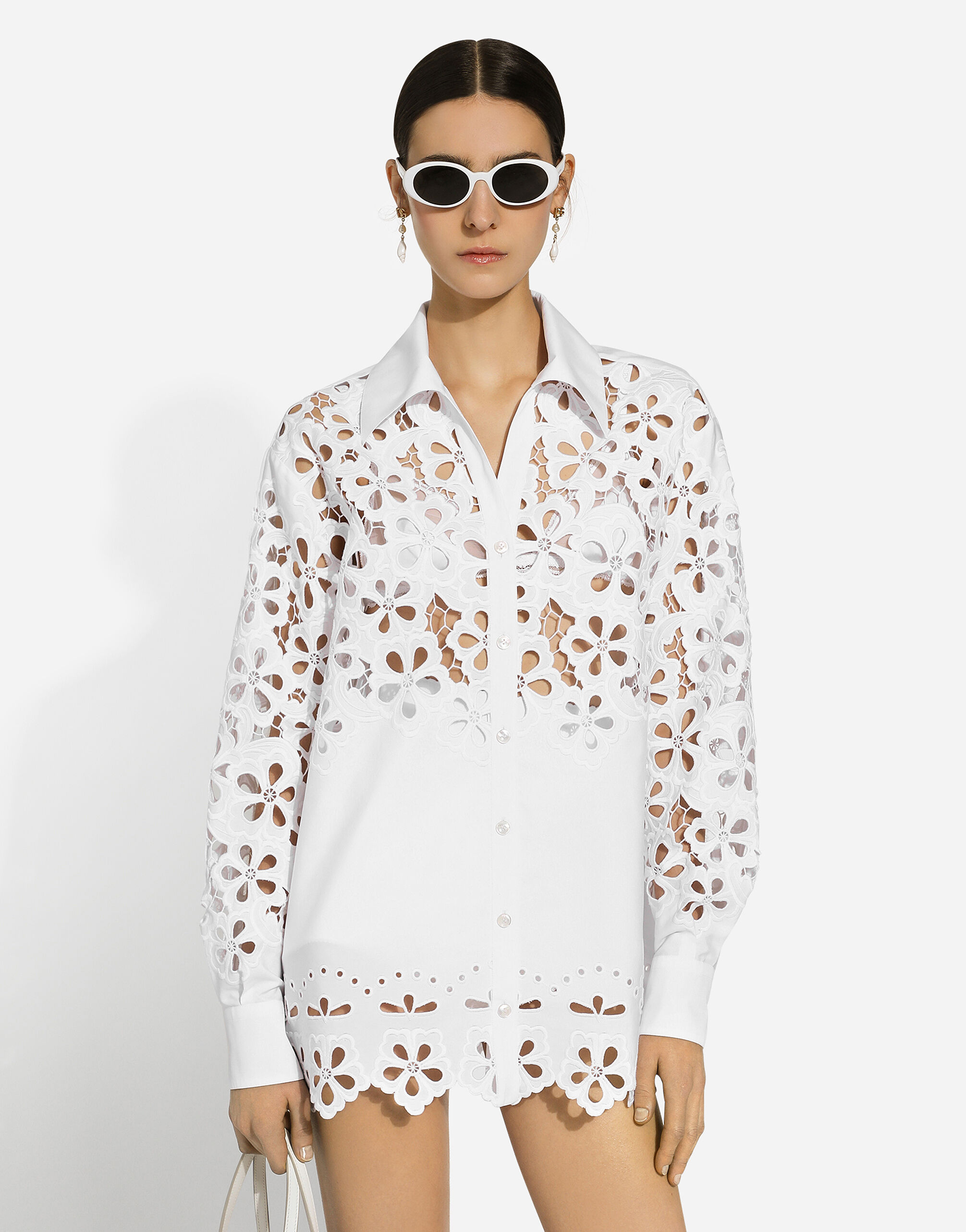 Oversize cotton shirt with cut-out detailing