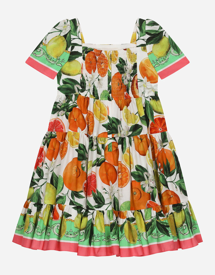 Dolce & Gabbana Poplin dress with lemon and orange print Print L53DT8G7L9A