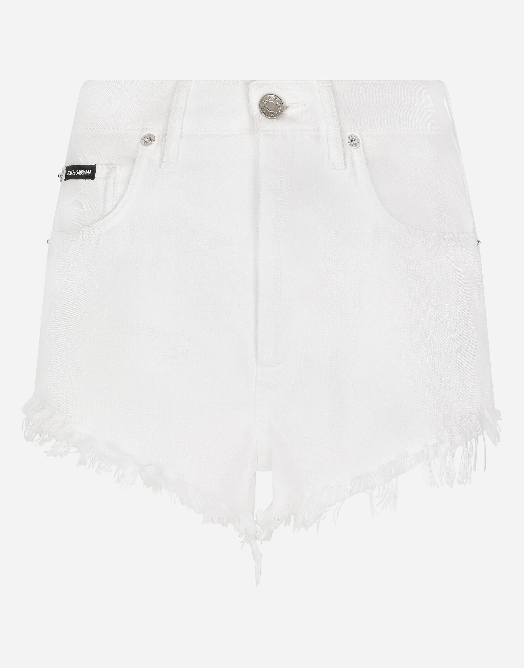Dolce & Gabbana Denim shorts with ripped details and abrasions White BB7287AW576