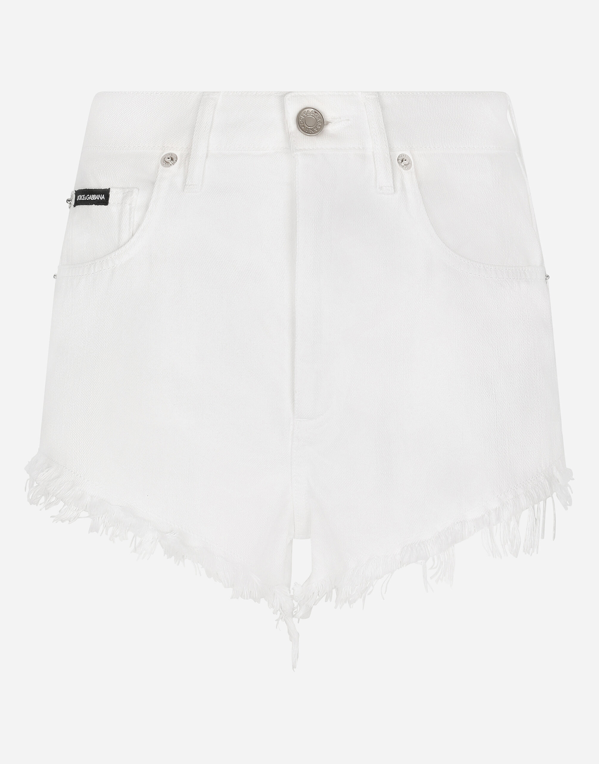 Dolce & Gabbana Denim shorts with ripped details and abrasions White F7T19TG9798