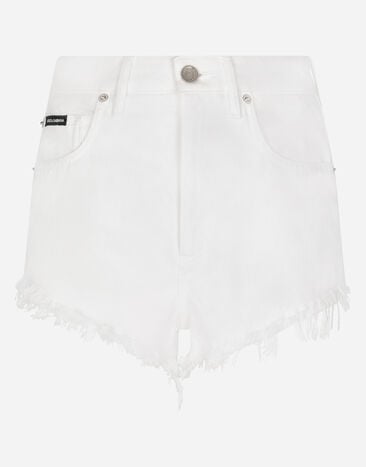 Dolce & Gabbana Shorts in denim con rotture e abrasioni Rosa BB7287AS204