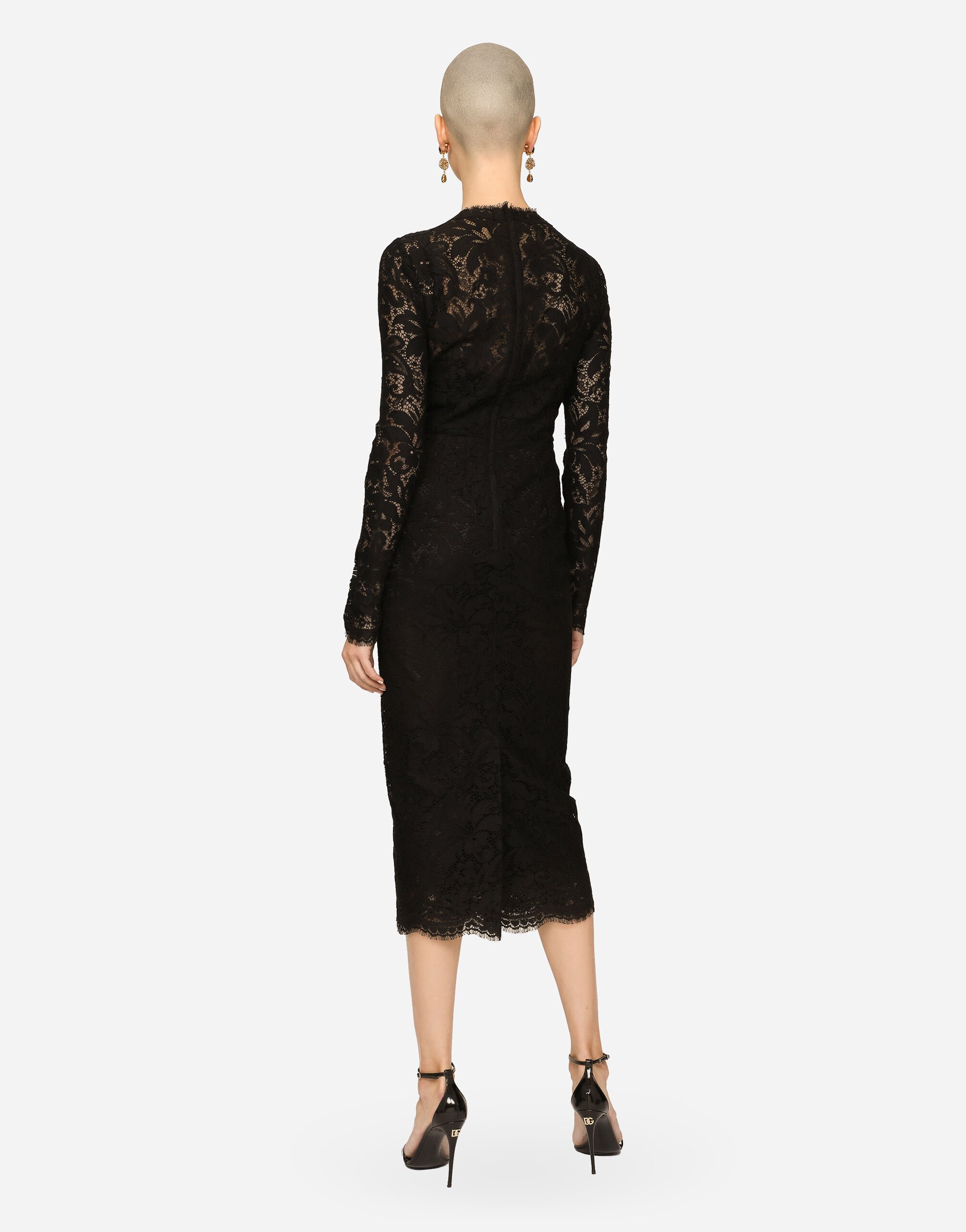 関税送料込Dolce & Gabbana Lace Trimmed Midi Dress Leopard-print satin midi lingerie-style dress with lace