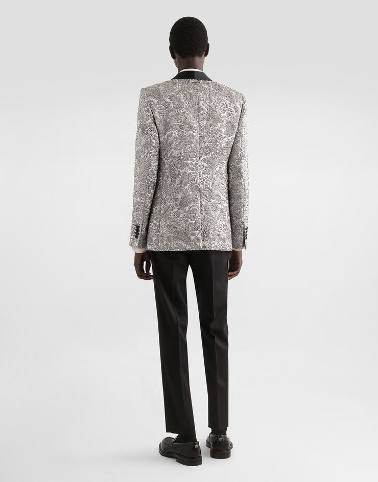 Dolce & Gabbana Single-breasted floral lamé jacket Silver G2UG2TFJZAL