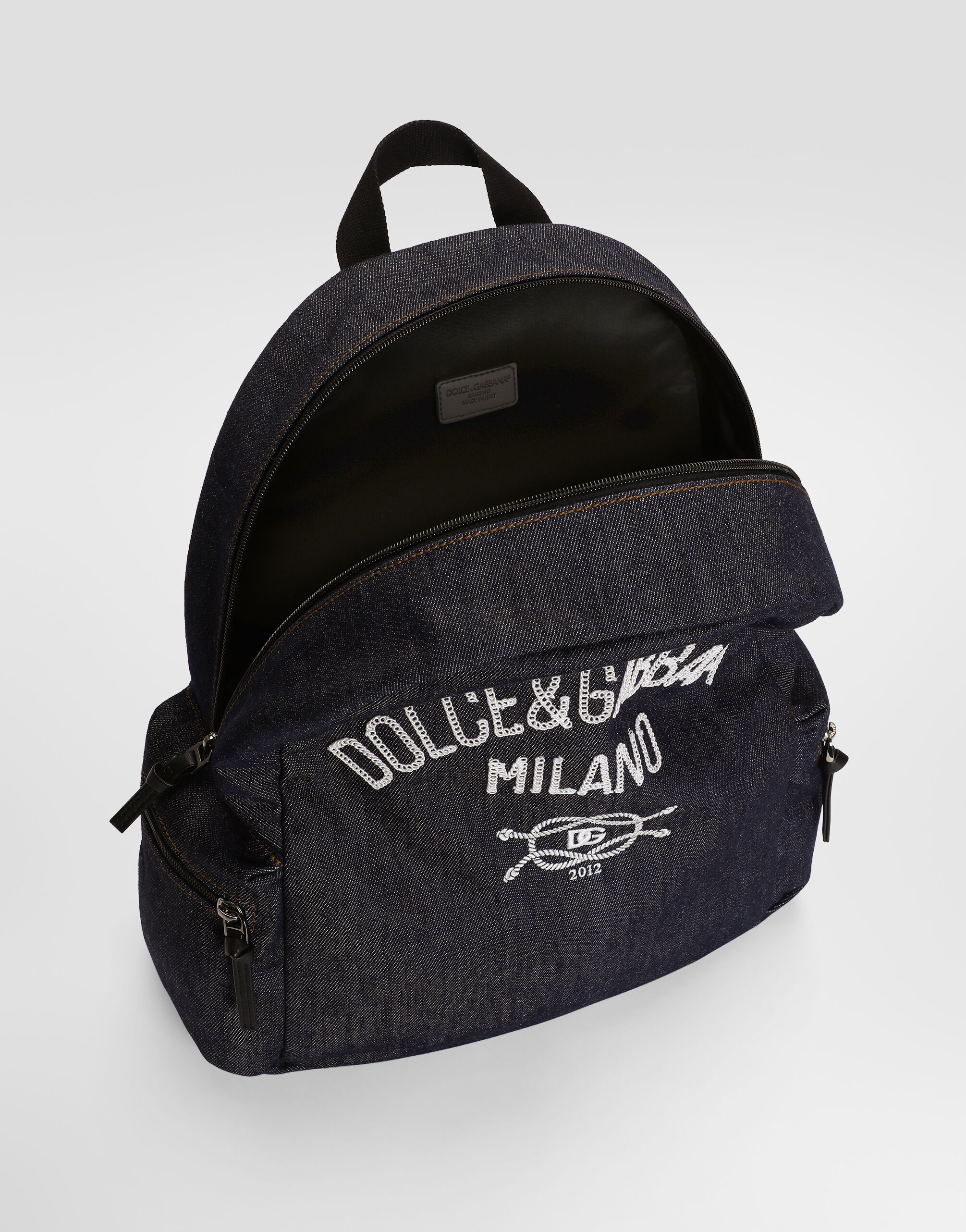 Denim backpack with logo in Blue for Boys | Dolce&Gabbana®