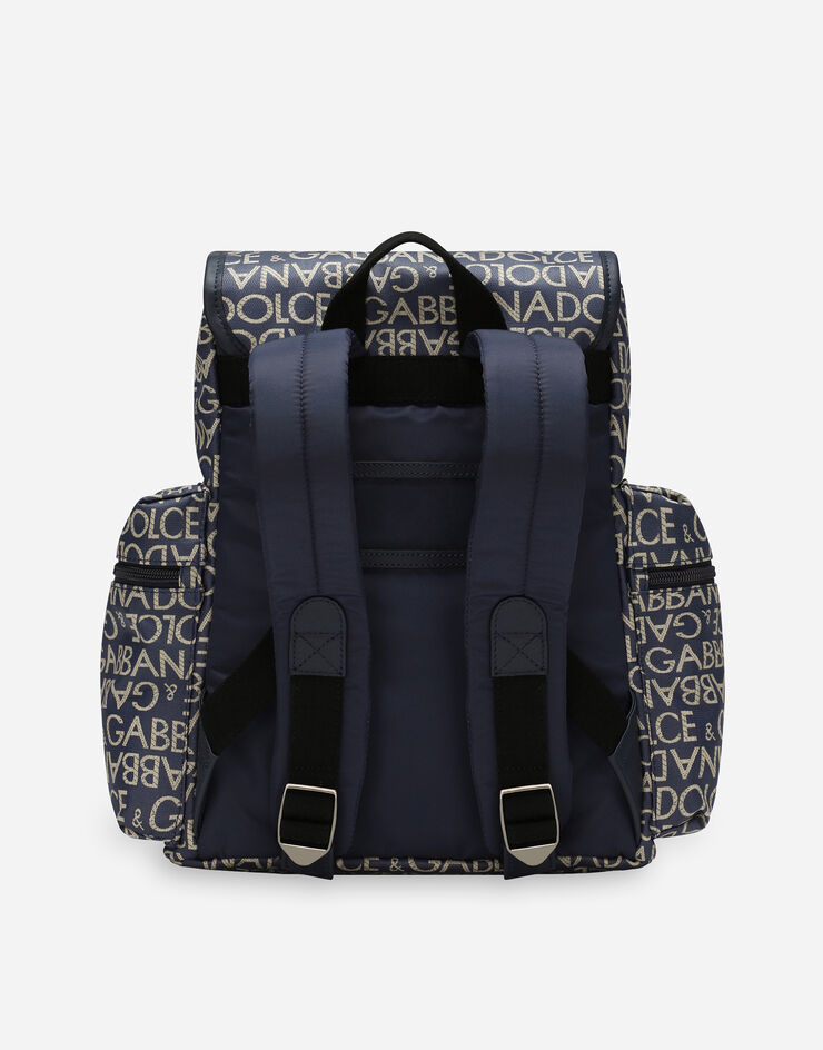 Dolce & Gabbana Coated jacquard backpack Blue EM0100AJ705