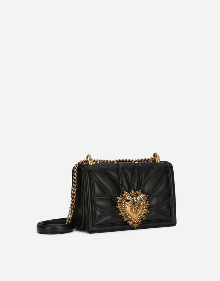 Dolce & Gabbana Mittelgroße Tasche Devotion aus Matelassé-Nappaleder Schwarz BB7158AW437