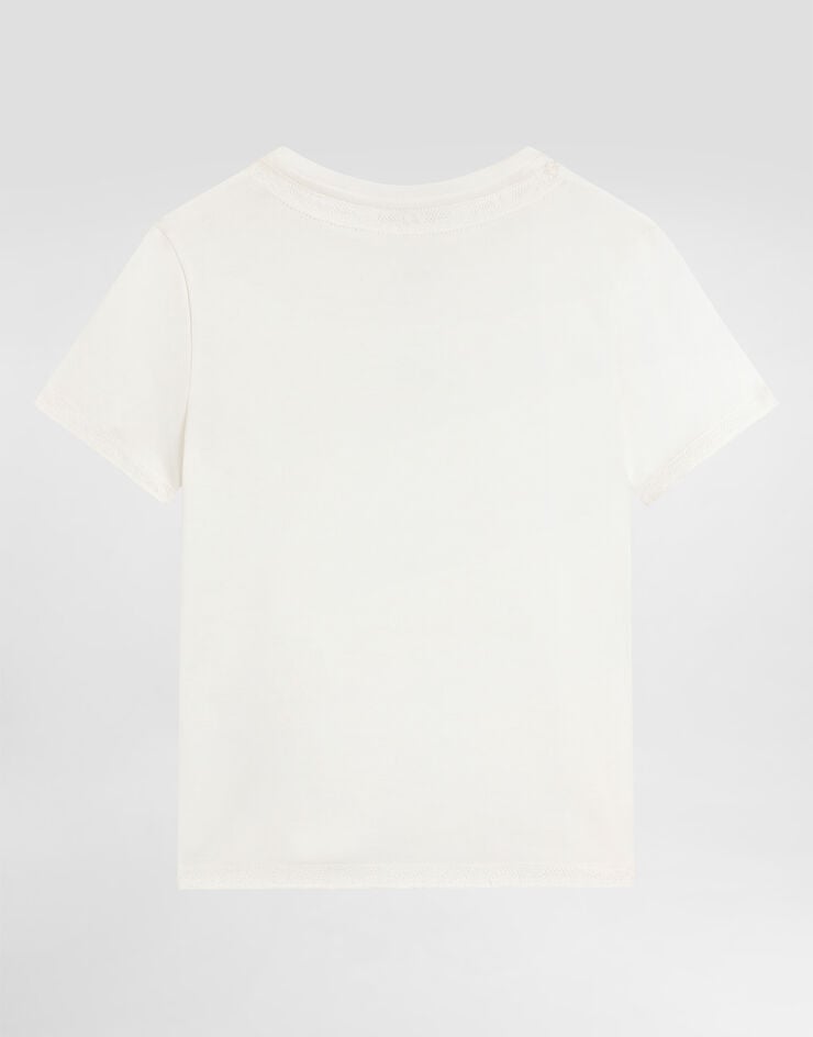 Dolce & Gabbana Jersey t-shirt with metallic DG logo with rhinestones White L5JTQMG7PYG