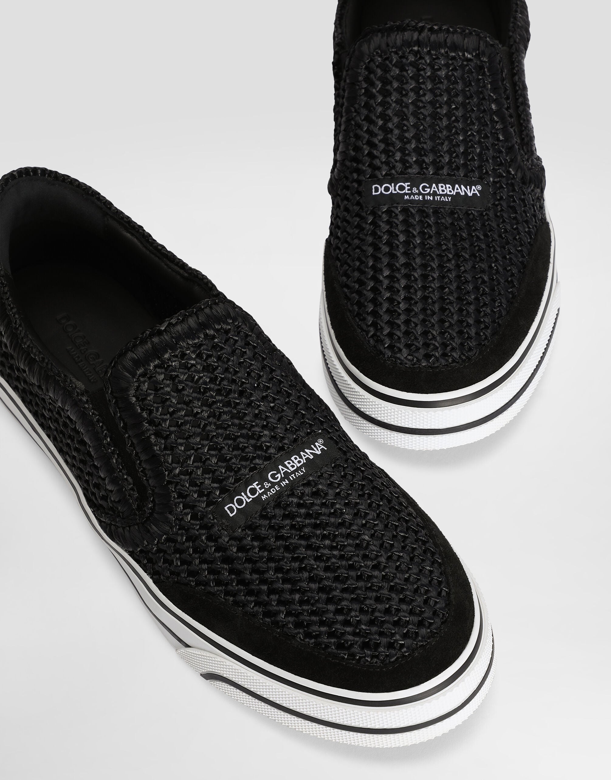 Blackのメンズ DG Sailing sneakers in raffia | Dolce&Gabbana®
