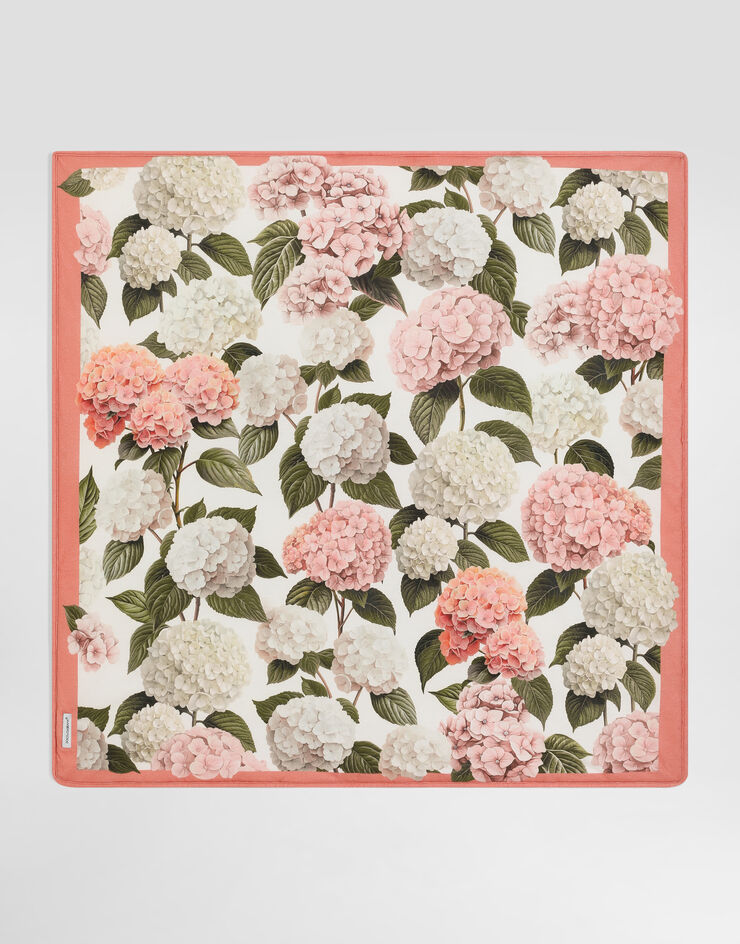 Dolce & Gabbana Smooth jersey blanket with hydrangea print Multicolor LNJAE7II7JU