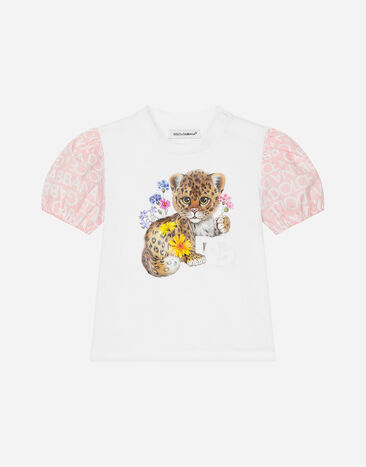 Dolce & Gabbana Jersey T-shirt with baby leopard embroidery Print L2JTKTII7DS