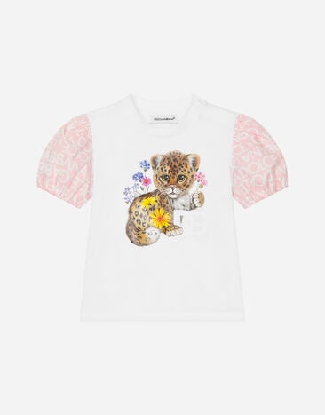 DolceGabbanaSpa Jersey T-shirt with baby leopard embroidery Multicolor L2JTMBG7KR5