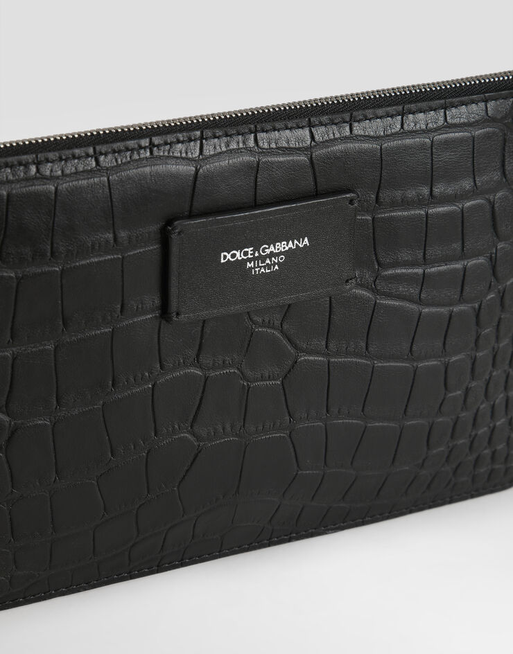 Dolce & Gabbana Crocodile-print calfskin toiletry bag Black BP3343AS422