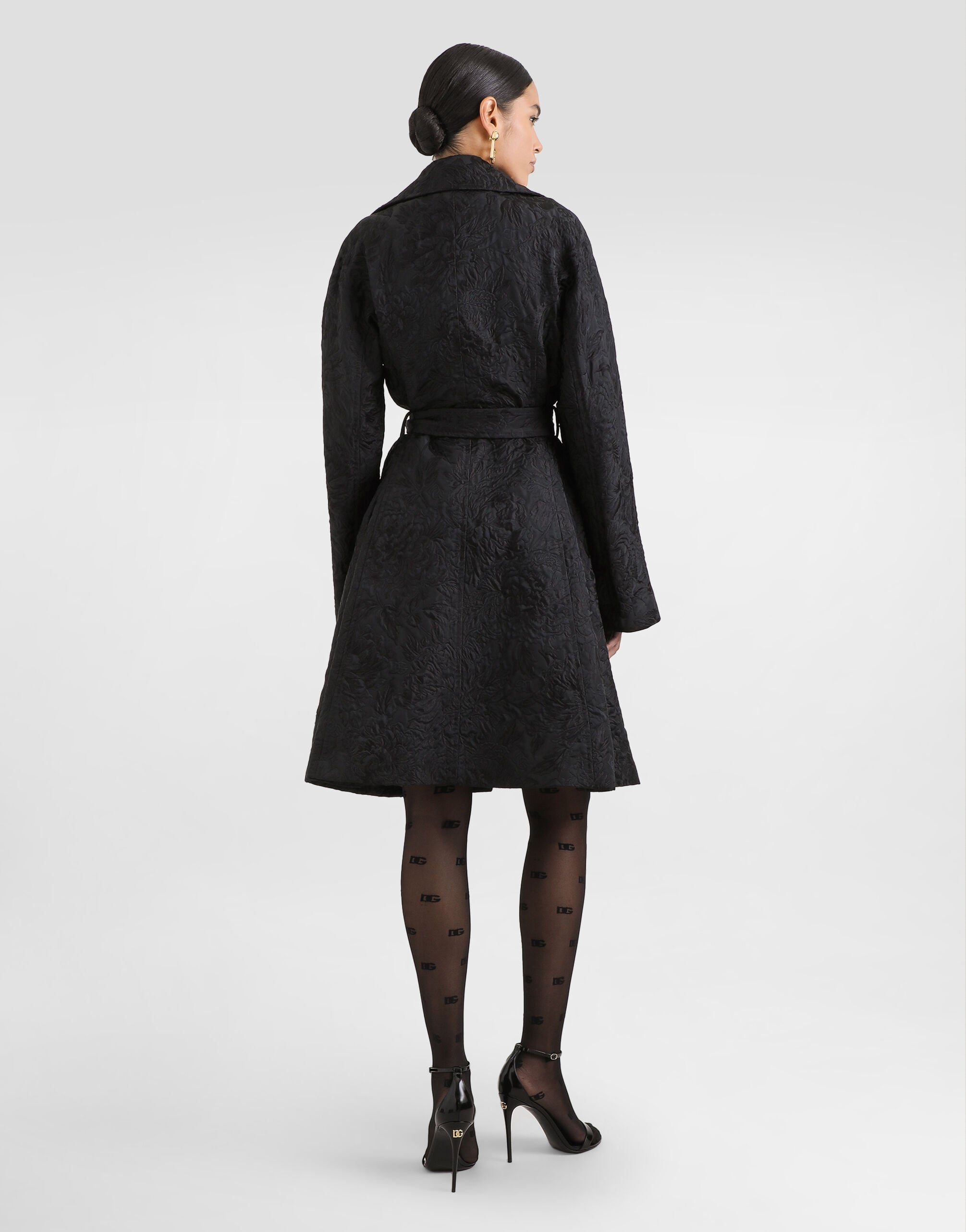 Brocade peony dres in Black for Women | Dolce&Gabbana® US