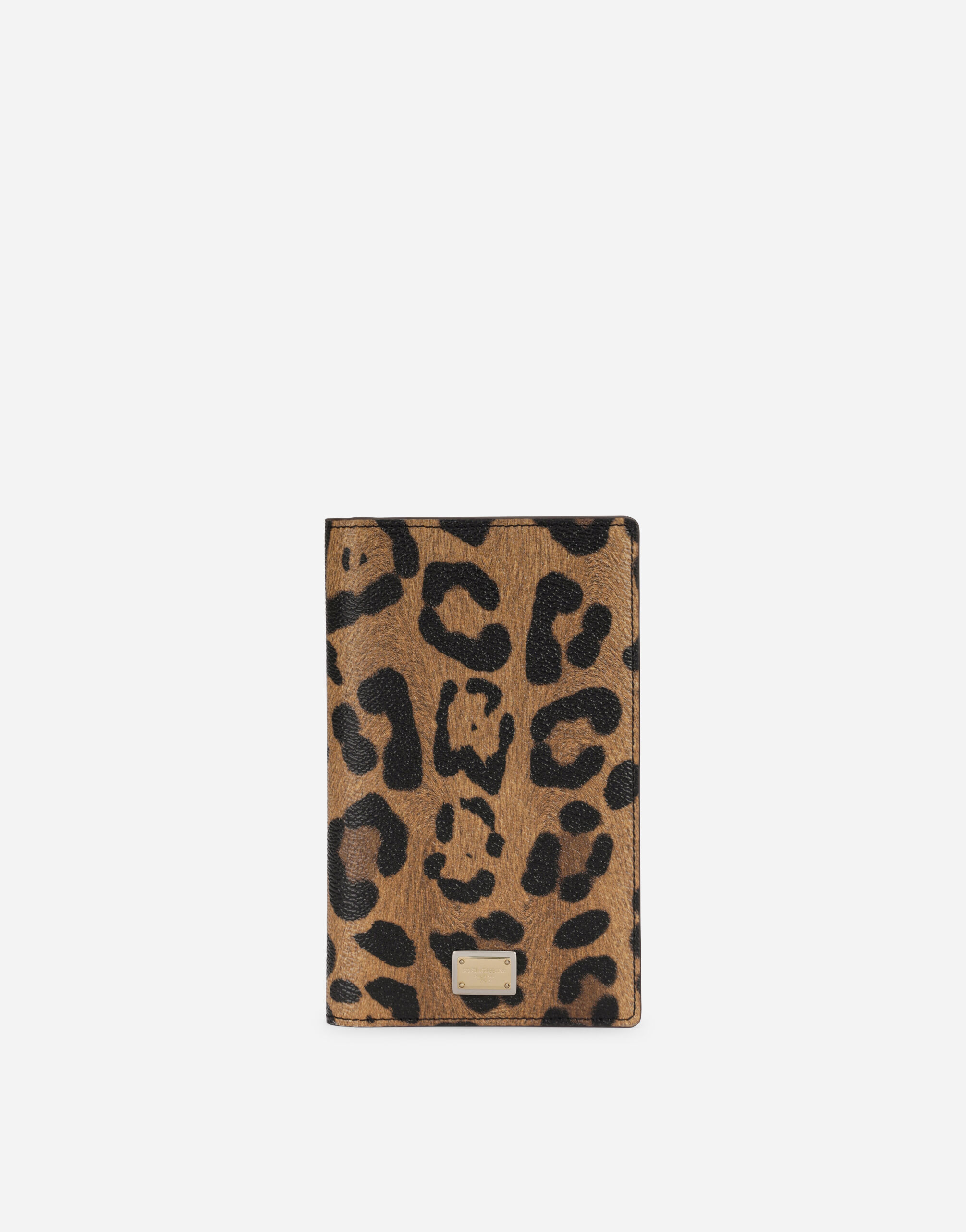 Dolce & Gabbana Leopard-print Crespo passport holder with branded plate Multicolor BB2206AW384