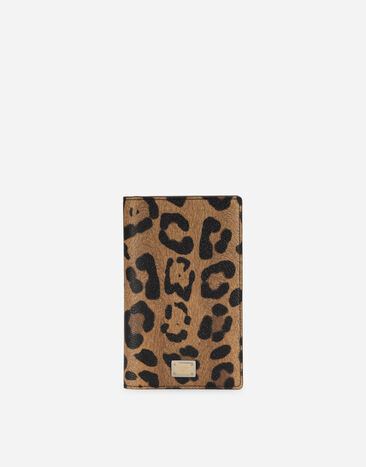 Dolce & Gabbana Leopard-print Crespo passport holder with branded plate Animal Print BE1446AM568