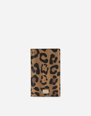 Dolce & Gabbana Leopard-print Crespo passport holder with branded plate Multicolor BB7609AU648