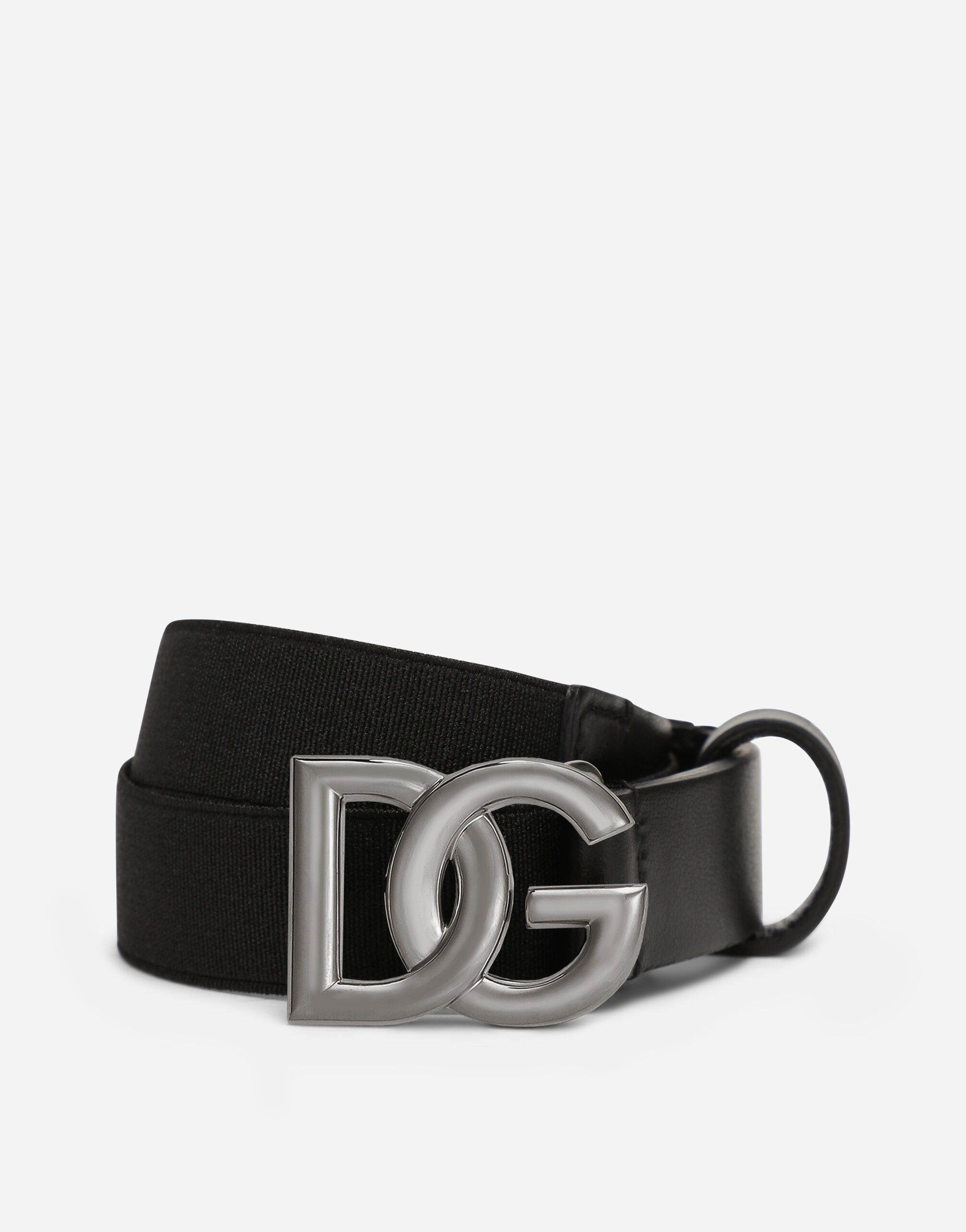 Dolce & Gabbana DG 로고 장식 스트레치 벨트 블랙 EC0076AQ616