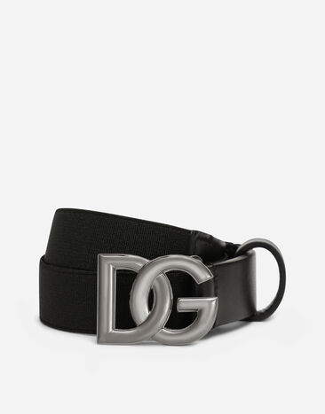 Dolce & Gabbana Gürtel aus Gummiband mit DG-Logo SCHWARZ LB1A58G0U05