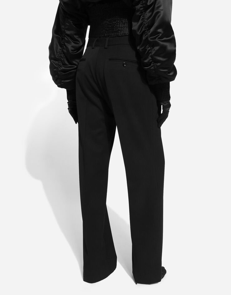 Dolce&Gabbana Pantaloni flare in tela di lana Nero FTC17TFUBGB