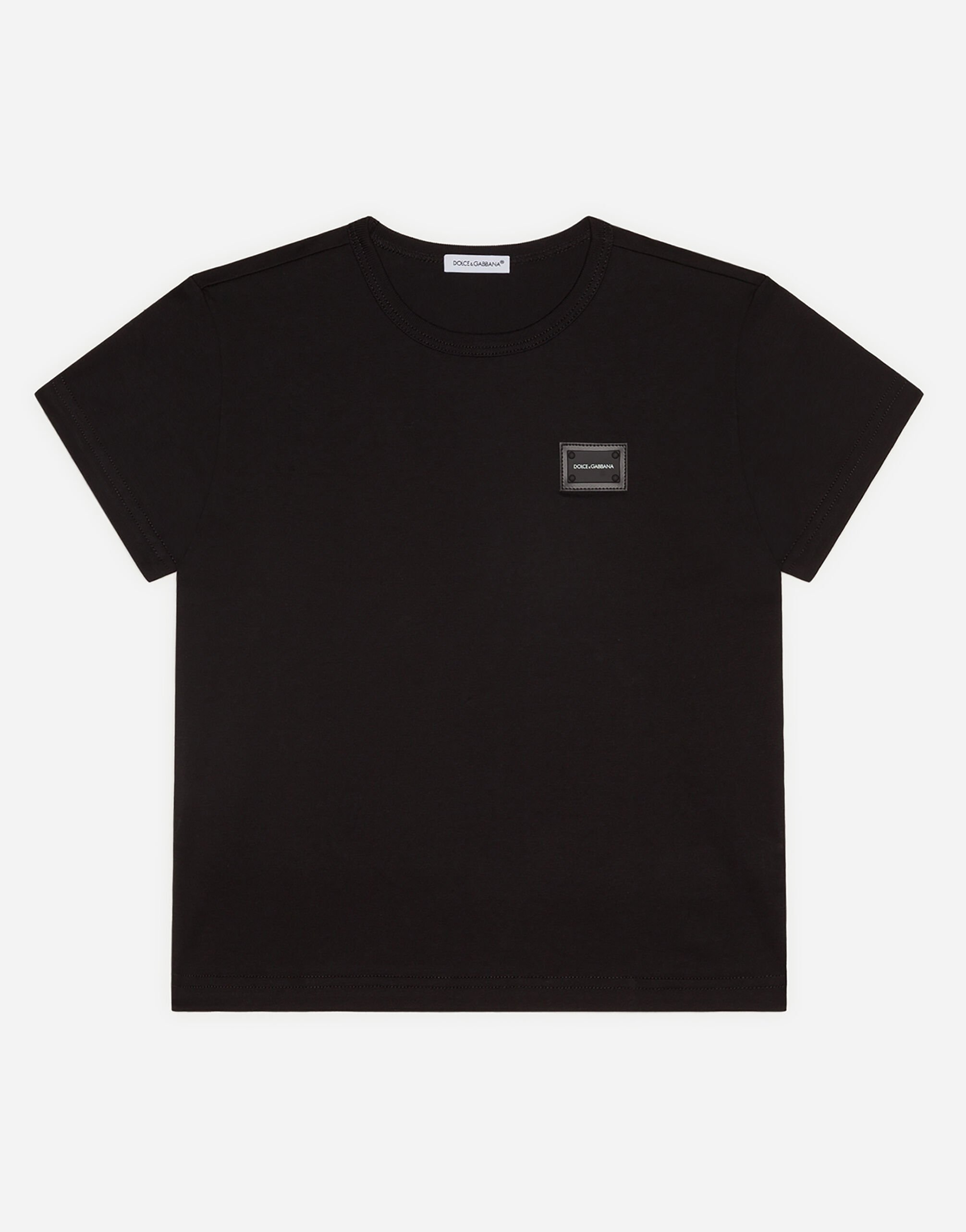 Dolce & Gabbana Jersey t-shirt with logo tag Black L4JWDOG7CC9