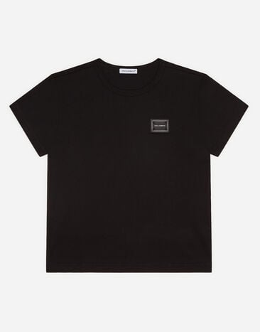 Dolce & Gabbana Jersey t-shirt with logo tag Black L4JWDOG7CC9