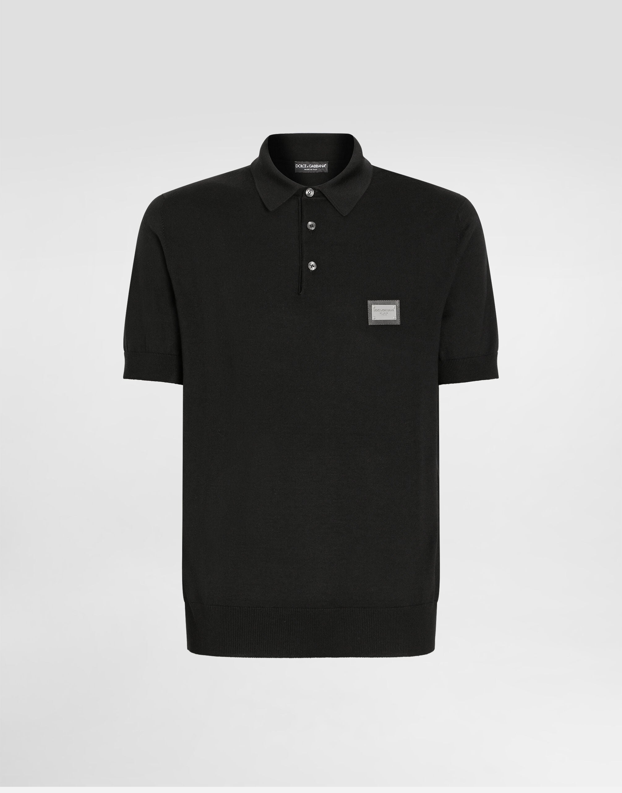 Wool polo-shirt with branded tag - thumbnail 6