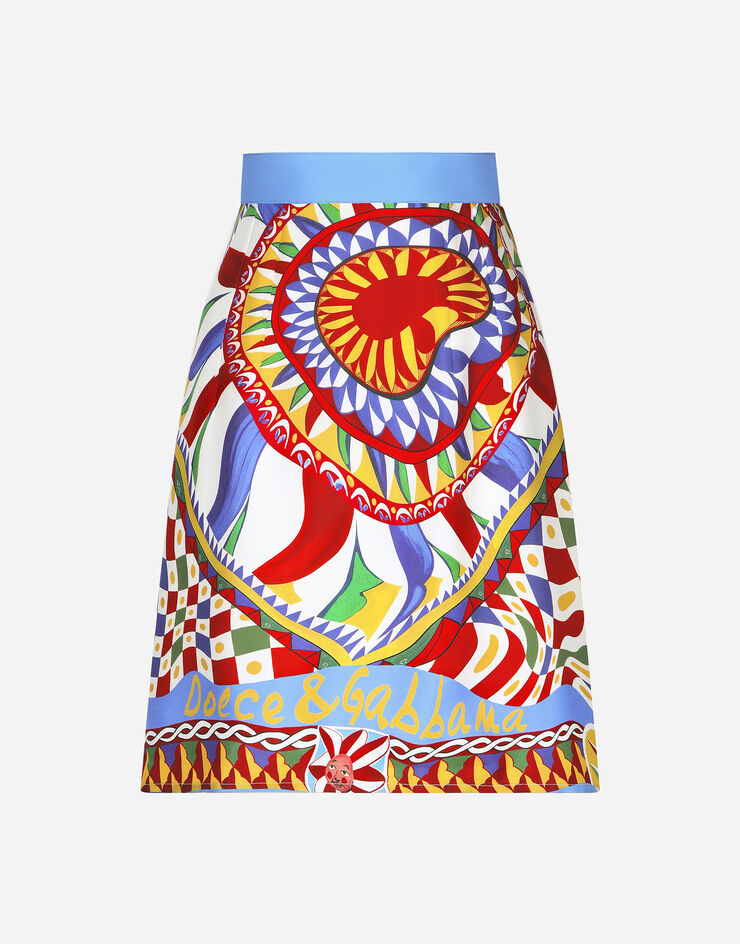 Dolce&Gabbana Short Carretto-print twill skirt Multicolor F4CHDTHI1MJ