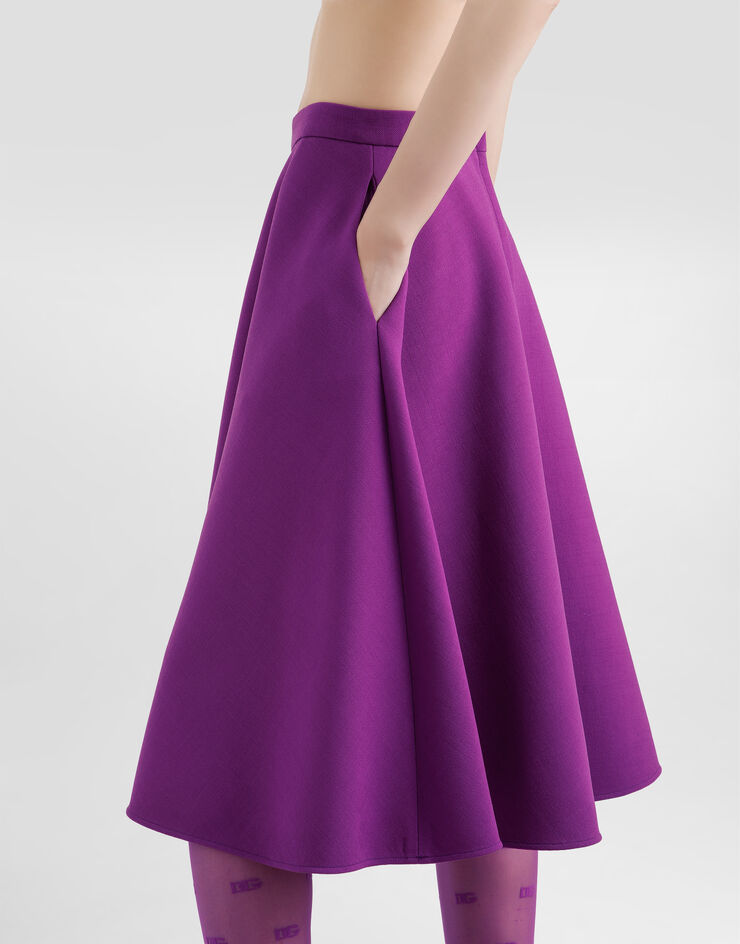 Dolce & Gabbana Midi skirt in double crêpe wool Purple F4C02TFU2L8