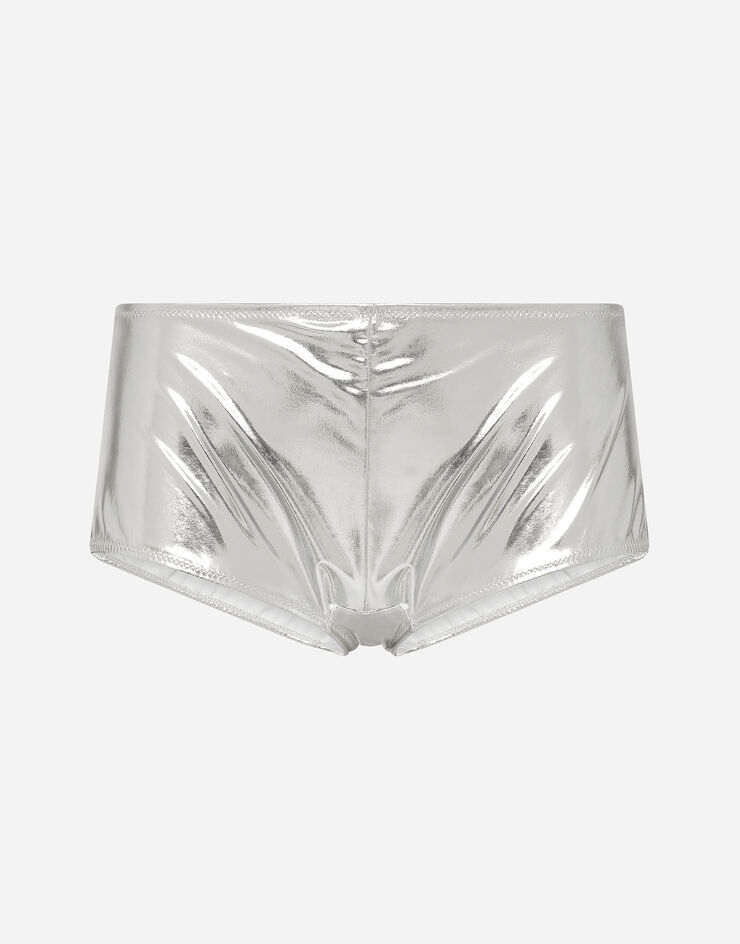 Dolce & Gabbana KIM DOLCE&GABBANA Coated stretch jersey high-waisted panties Silver O2E28TFUGMH
