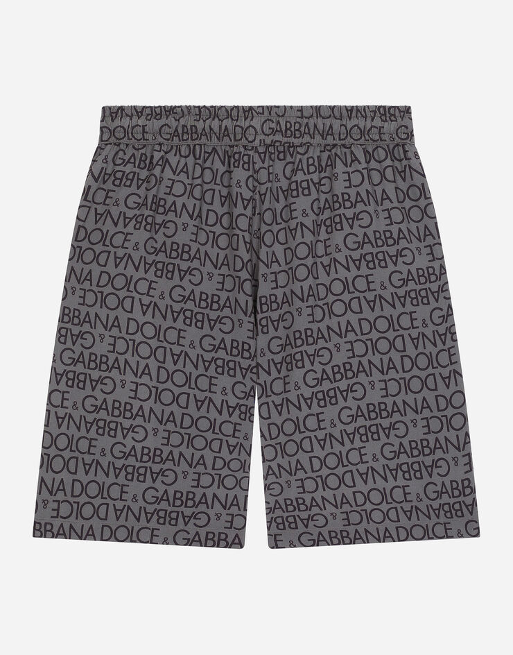Dolce&Gabbana Viscose shorts with all-over logo print Grey L43Q17FS8C4