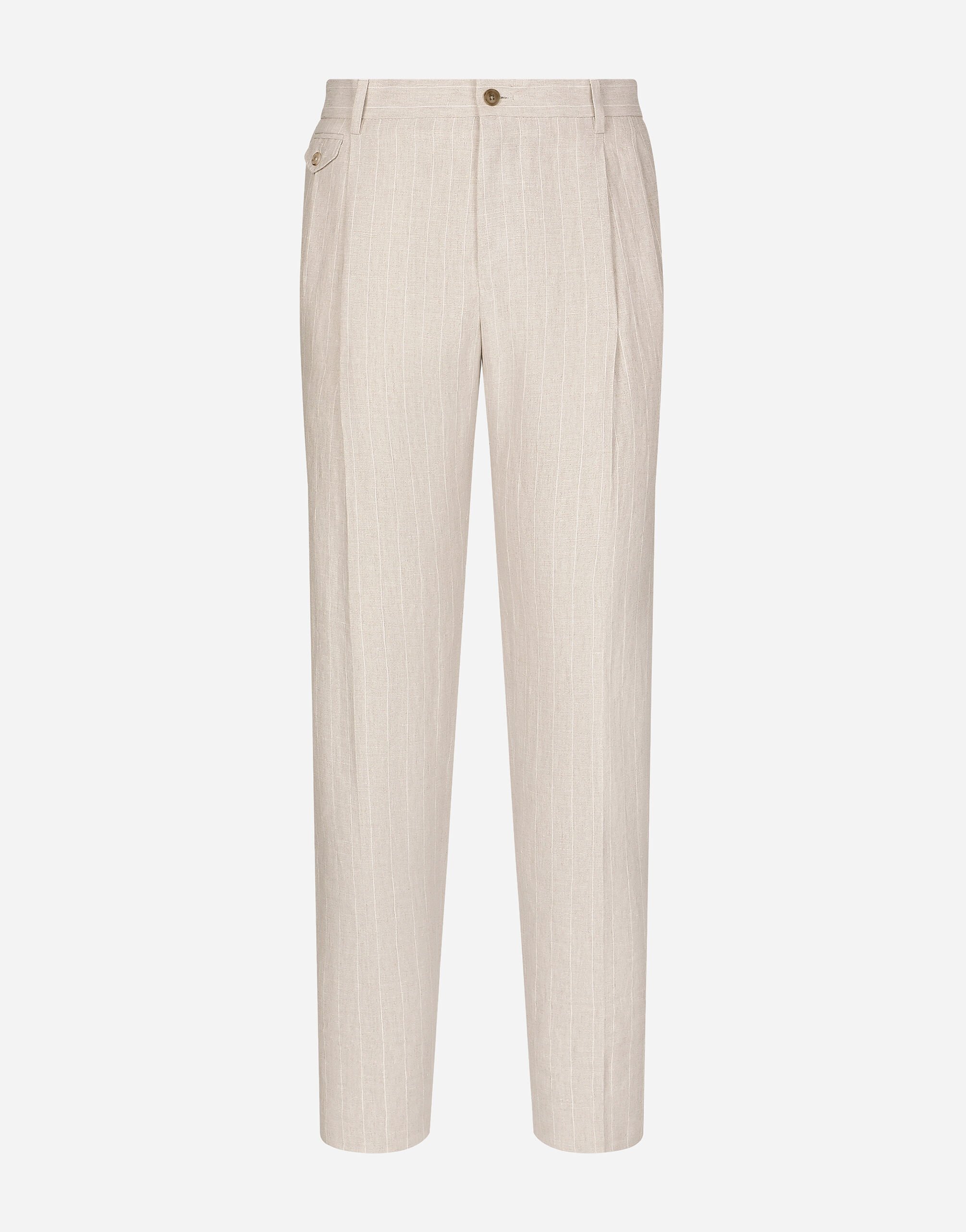 Dolce & Gabbana سروال كتان مقلّم متعدد الألوان GY6UETFR4BP