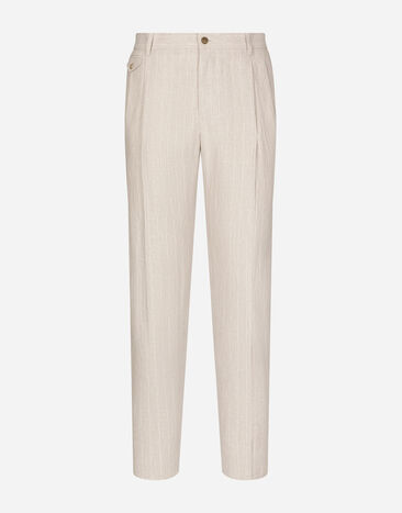 Dolce & Gabbana Льняные брюки в меловую полоску Отпечатки GVRMATHI1SV