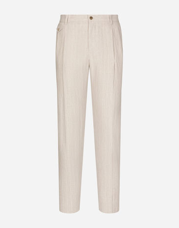 Dolce & Gabbana Pinstripe linen pants Multicolor G2NZ2TFR4BP