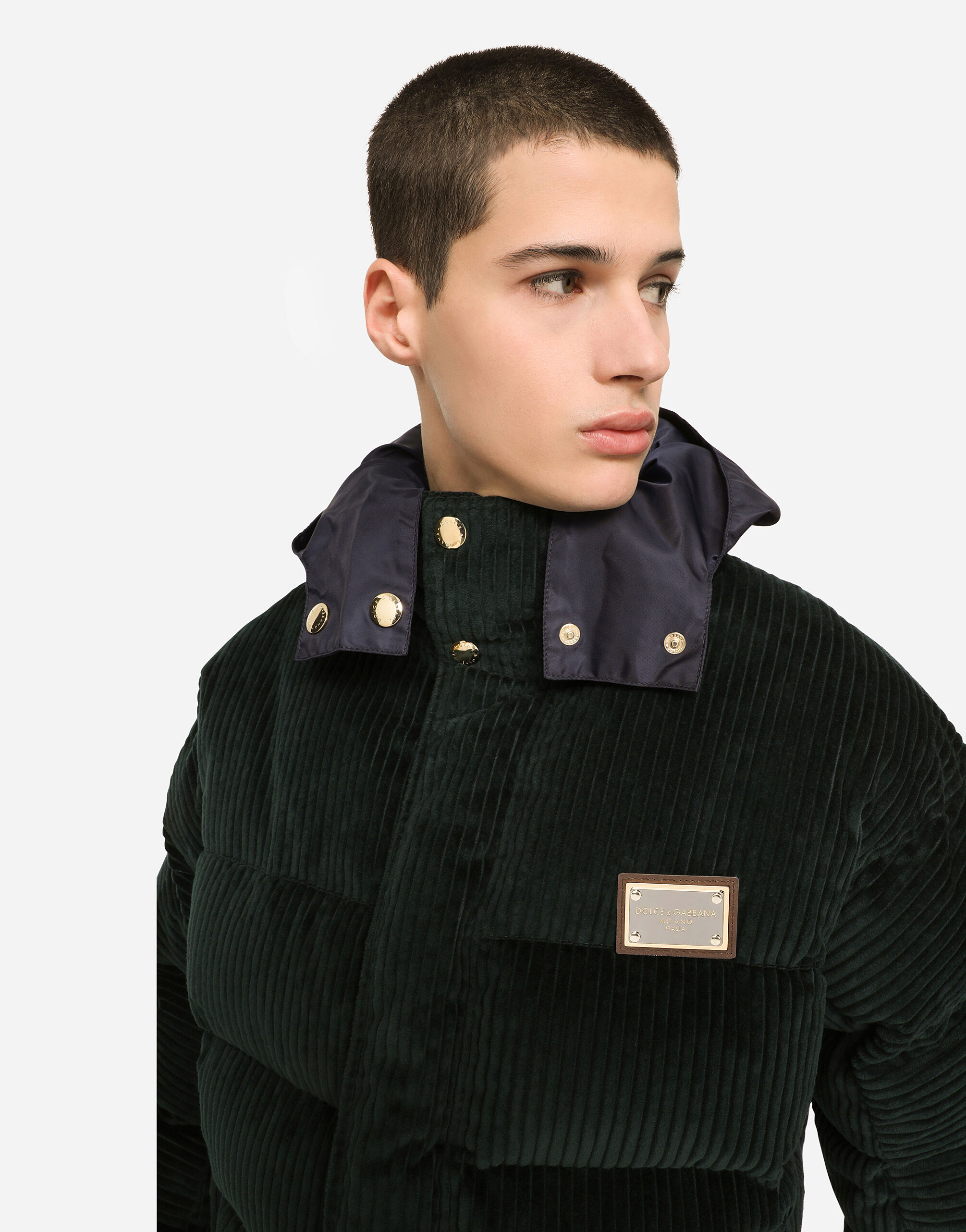 グリーンのメンズ リバーシブルジャケット ベルベット ロゴ