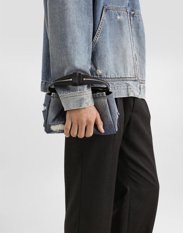 Dolce & Gabbana Vittoria denim patchwork shoulder bag Blue BM2049AY768