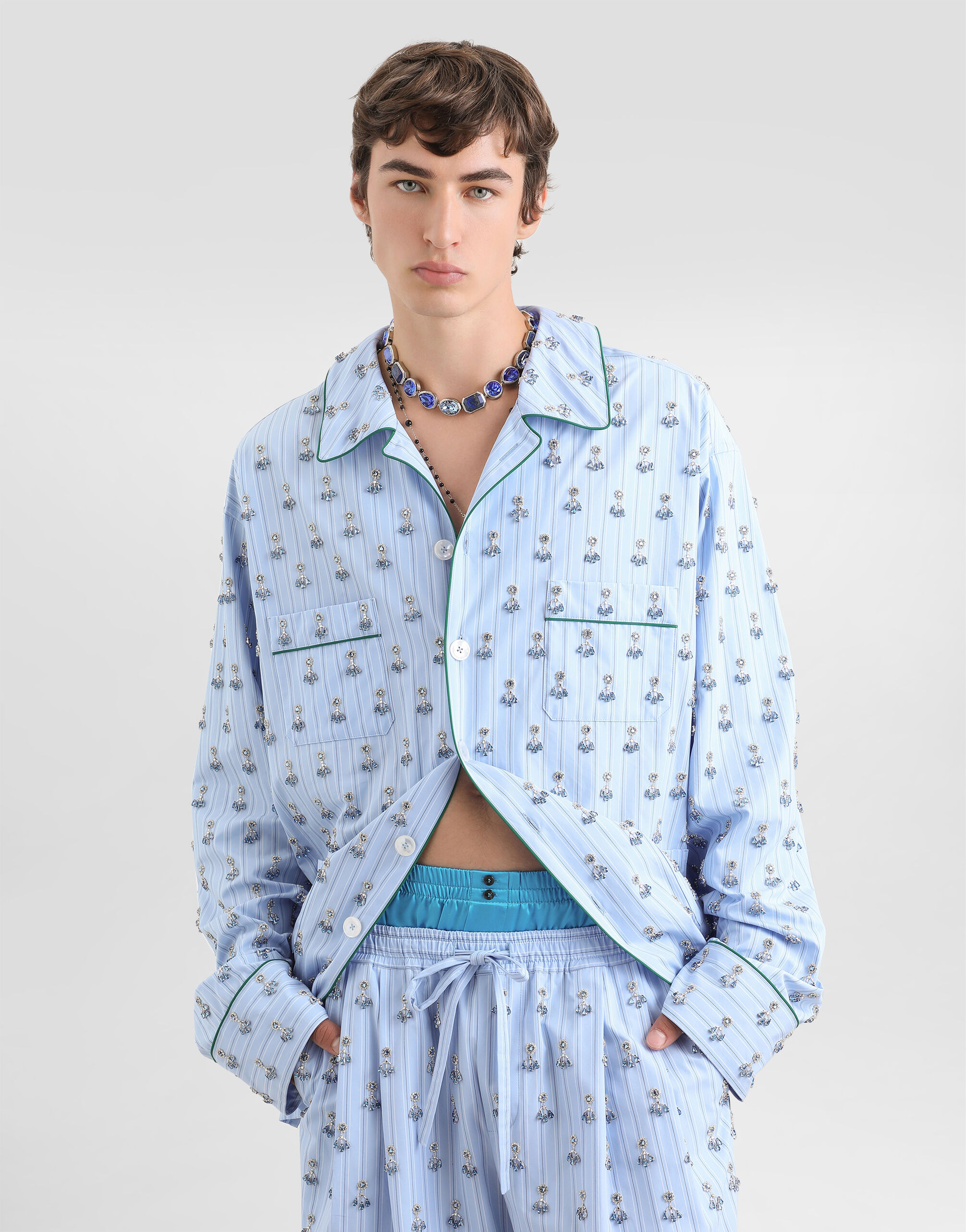 Multicolorのメンズ Vanity shirt with embroidery and piping