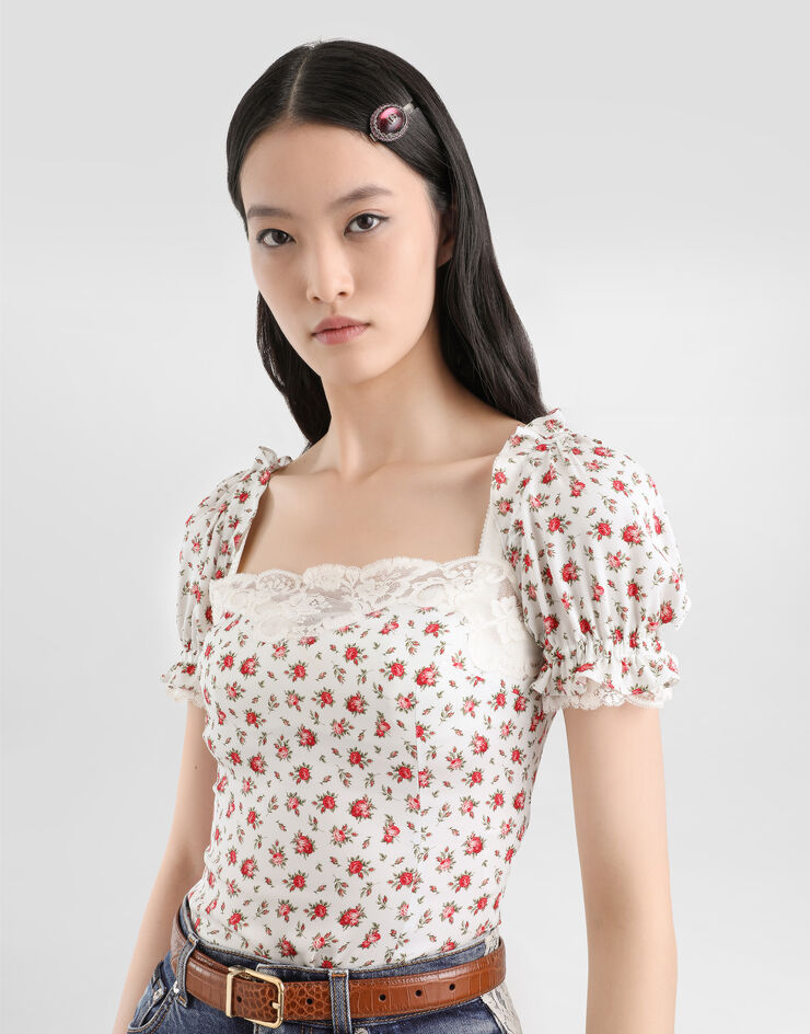 Dolce & Gabbana 上衣 真丝缎 玫瑰小花印花 Multicolor F7BK1TFSA79