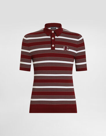 Dolce & Gabbana Polo shirt in striped knit Multicolor GXZ02ZJBCK4