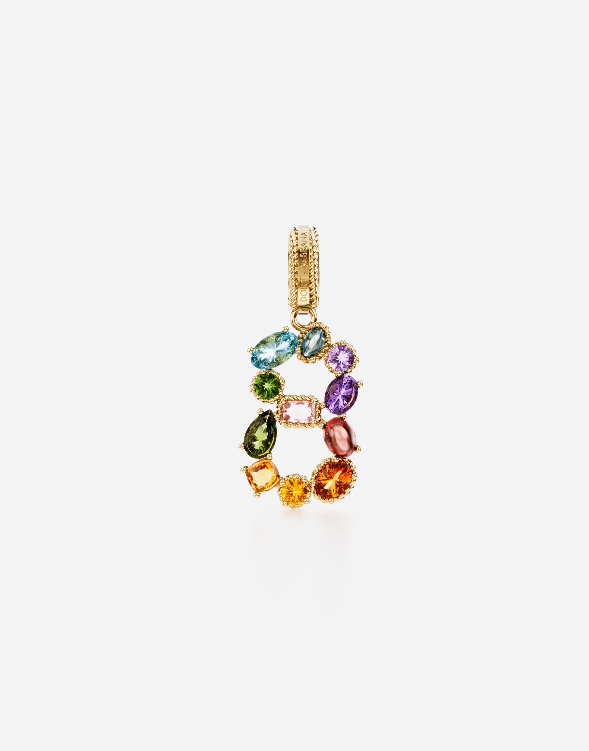 Dolce & Gabbana Anhänger „Rainbow“ aus 18 kt Gelbgold mit mehrfarbigen Edelsteinen, die die Zahl 8 darstellen GOLD WANR1GWMIXD