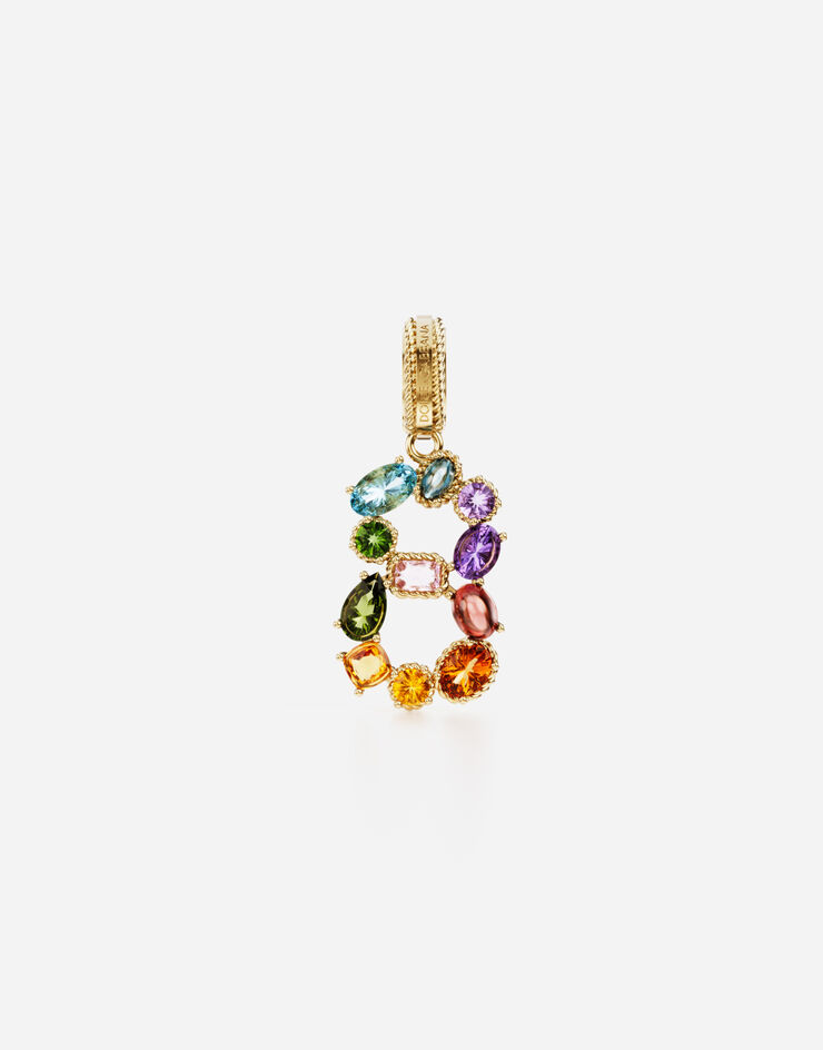 Dolce & Gabbana Pendente arcobaleno in oro giallo 18 kt con gemme multicolori che rappresentano il numero 8 Oro Giallo WAPR1GWMIX8