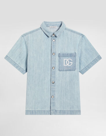 Dolce & Gabbana Short-sleeved denim shirt Multicolor L44S36LDD31