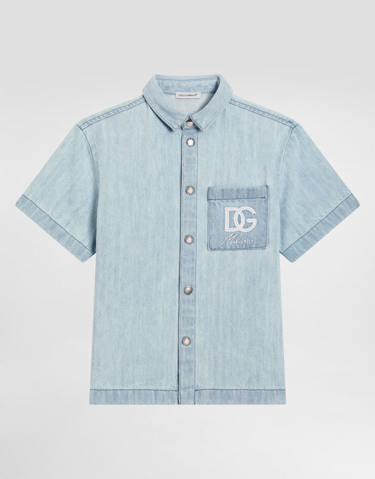 Dolce & Gabbana Short-sleeved denim shirt Multicolor L44S36LDD31