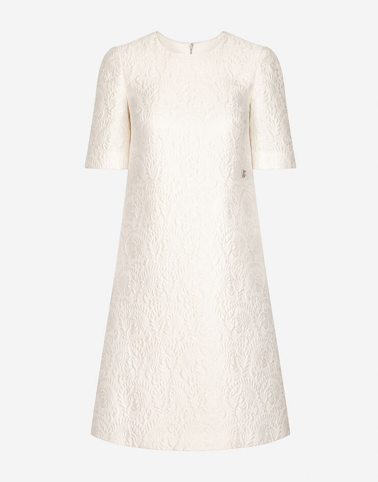 Dolce & Gabbana Robe midi en jacquard floral Blanc F6ARYTHJMOK