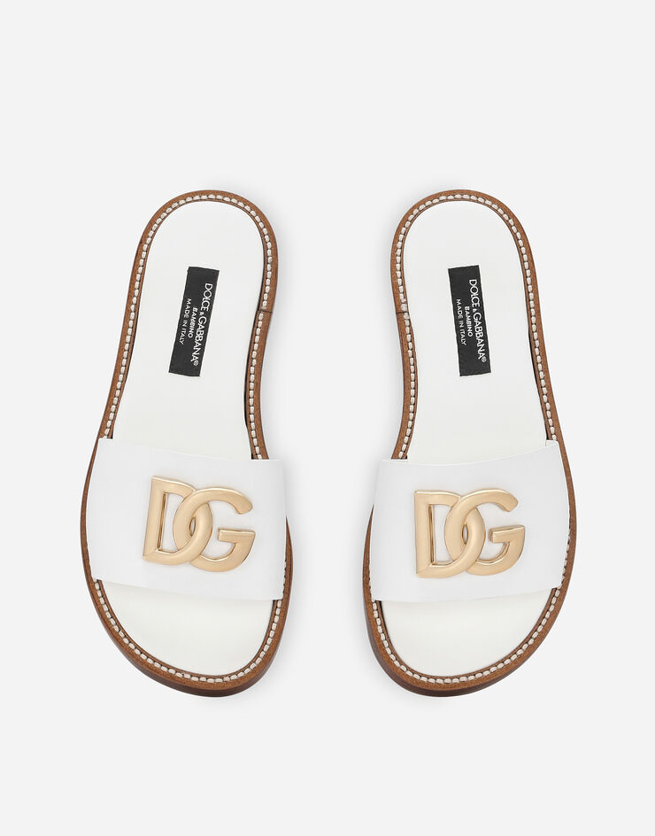 Dolce & Gabbana Calfskin sliders with DG logo White D11285A1048