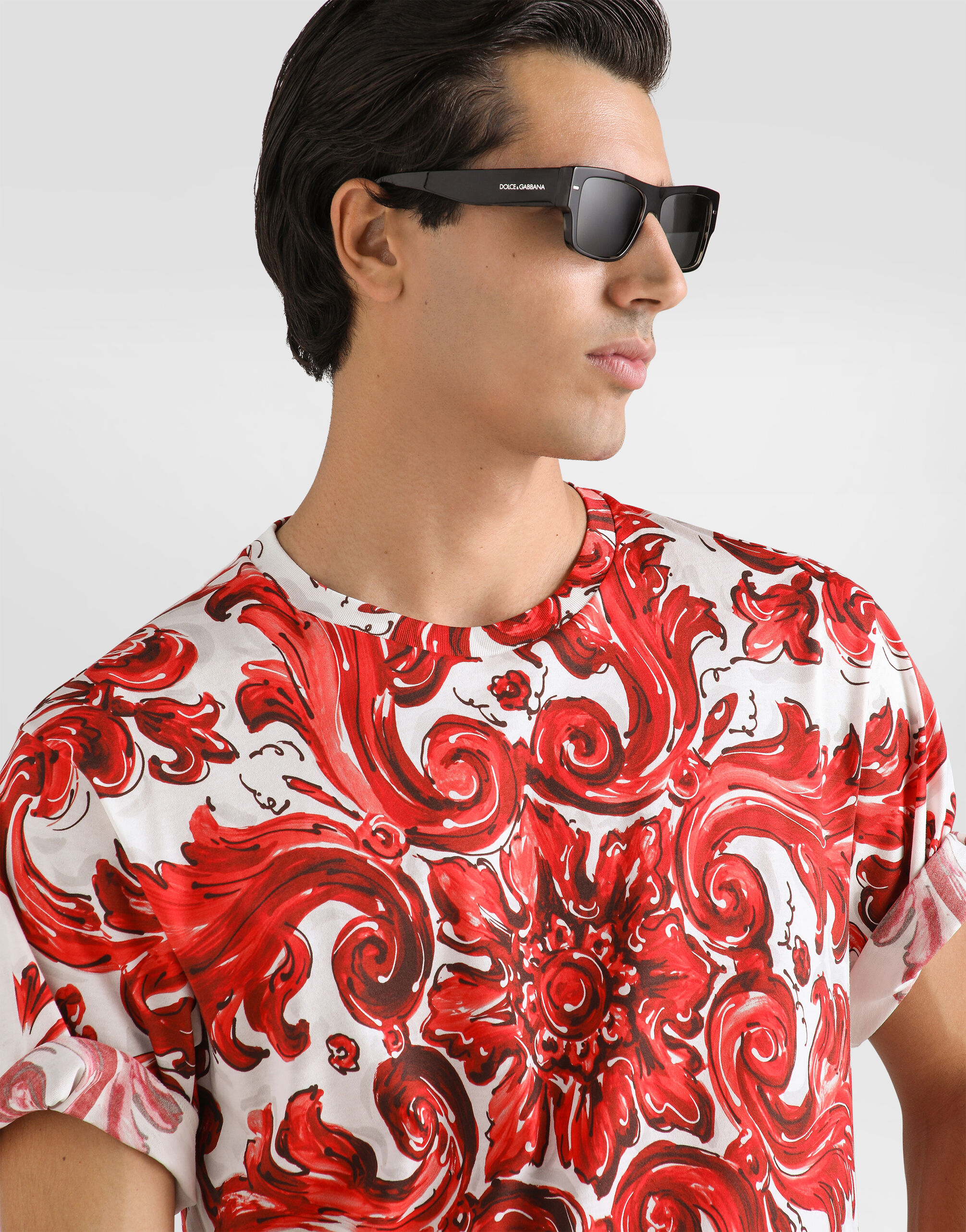 Dolce&gabbana ドルガバ Tシャツ マヨルカ シチリア タイル柄 Majolica-print cotton t-shirt in Multicolor for Men