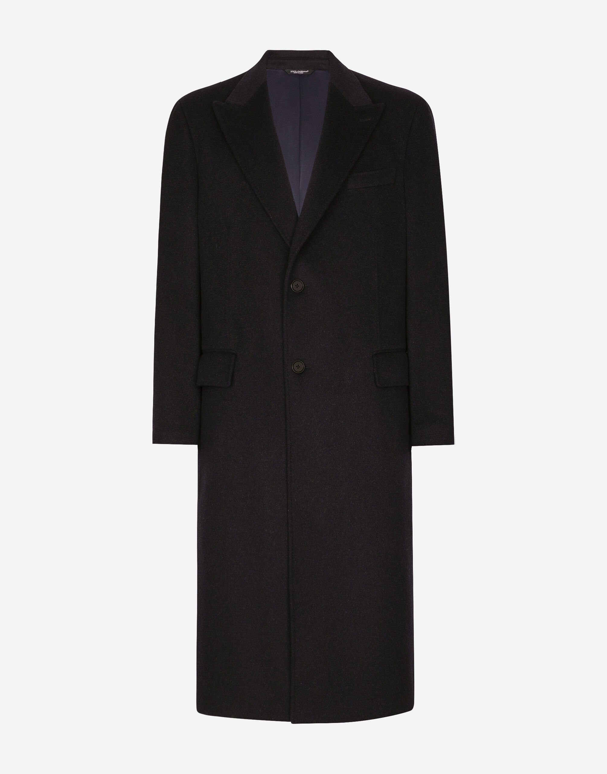 Dolce & Gabbana Single-breasted cashmere coat Blue G9ARNTFUM7U