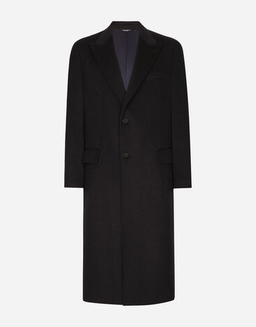 Dolce & Gabbana Einreihiger Mantel aus Kaschmir Grau G042YZFU2D1