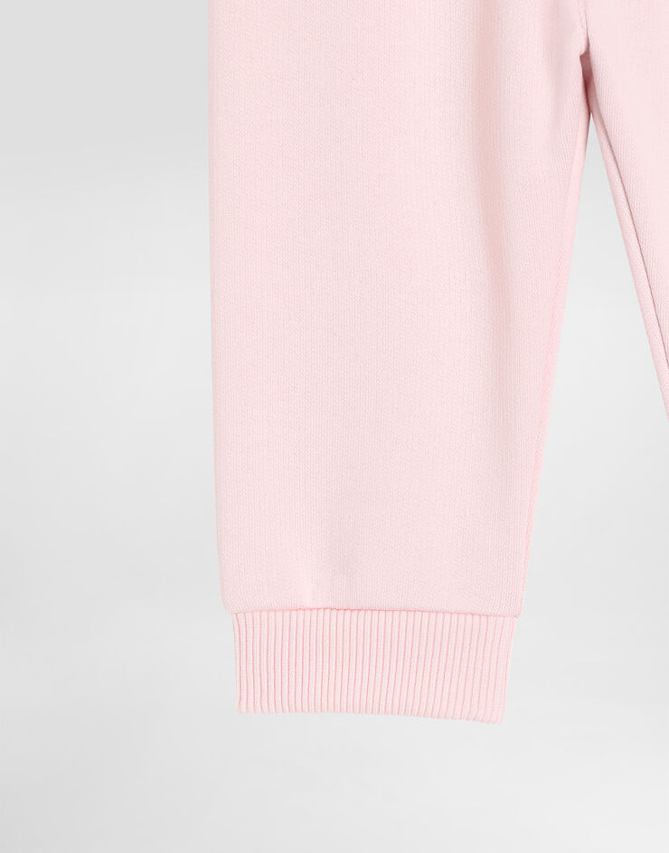 Dolce & Gabbana Fleece trousers with leopard and bow Pink L2JPC9G7PNM