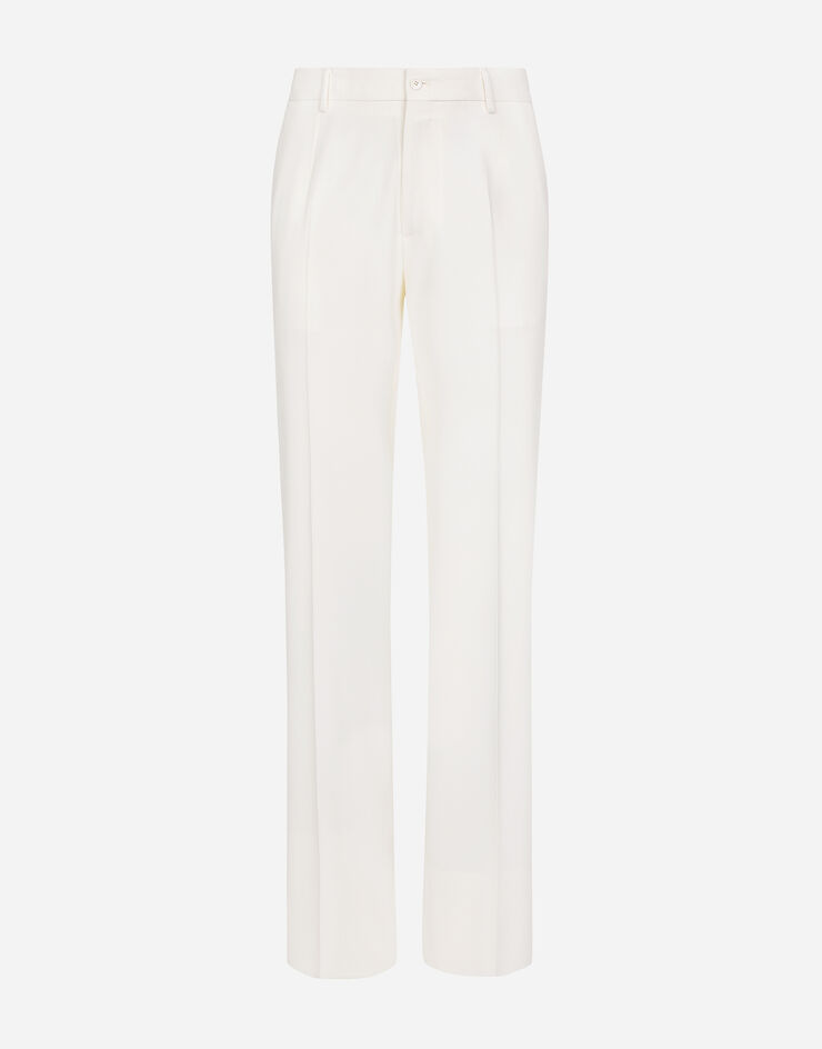Dolce&Gabbana Stretch wool twill pants with straight leg White GYZMHTGH054